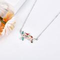wholesale 925 Sterling Silver Green Garnet Red Panda Charm Necklace for Women Girls  45cm Chain Length-0-2