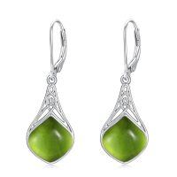 wholesale 925 Sterling Silver Teardrop Drop Earrings Wholesale With Celtic Knots-Peridot