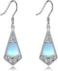 wholesale 925 Sterling Silver Teardrop Dangle Earrings w/Moonstone & Amethyst Gemstones-0-0
