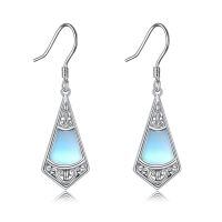 wholesale 925 Sterling Silver Teardrop Blue Opal Earrings With Filigree Design-Geometry Moonstone Earrings