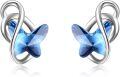 wholesale 925 Sterling Silver & Austrian Crystal Butterfly Infinity Love & Freedom Earrings 0.35-0.50-0-0