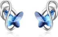 wholesale 925 Sterling Silver & Austrian Crystal Butterfly Infinity Love & Freedom Earrings 0.35-0.50-Blue