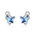 wholesale 925 Sterling Silver Blue Star Earrings Wholesale With Twisted Metal Design-0-0