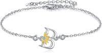 wholesale 925 Sterling Silver Sunflower Initial Alphabet Script Letter Bracelet for Women Girls-Initial B