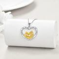 wholesale 925 Sterling Silver Necklace Wholesale Sister Friendship Heart Pendant With Gold Tone Women-0-3