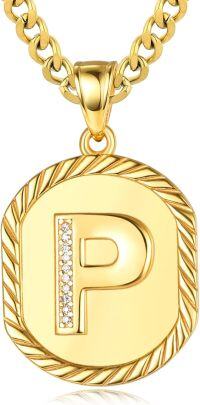wholesale Sterling Silver A Z Letter Pendant Necklace w Cuban Chain (Gift)-P