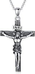 wholesale 925 Sterling Silver INRI Crucifix Pendant with Chain - Christian Jewelry for Men & Women-0-0