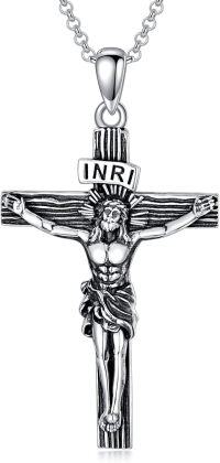 wholesale 925 Sterling Silver INRI Crucifix Pendant with Chain - Christian Jewelry for Men & Women-Crucifix_INRI