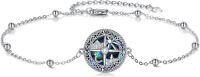 wholesale 925 Sterling Silver Compass Nautical Theme Adjustable Chain Bracelet Gift for Her-S-Compass