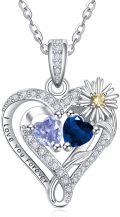 wholesale  Sterling Silver Daisy Heart Birthstone Necklace for Women -0-0