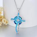 wholesale 925 Sterling Silver Turquoise and White Opal Celtic Cross Pendant Necklace for Women-0-28