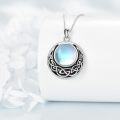 wholesale 925 Sterling Silver Celtic Knot Moonstone Round Pendant Necklace for Women Gifts-0-2