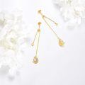wholesale 14K Gold Moon & Star Opal Threader Drop Earrings with Long Chains for Women-0-3