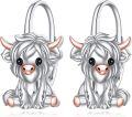 wholesale 925 Sterling Silver Highland Cow Animal Stud Earrings for Women Girls Gifts-0-0