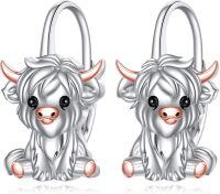 wholesale 925 Sterling Silver Highland Cow Animal Stud Earrings for Women Girls Gifts-highland cow