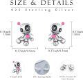wholesale 925 Sterling Silver Metal Voodoo Doll Stud Earrings - Gothic Horror Skeleton Heart Pendant Jewelry-0-1