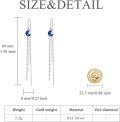 wholesale 925 Sterling Silver Blue Glitter Crescent Moon & Stars Threader Drop Dangle Earrings w/ Tassels for Girls and Women-0-1