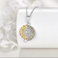 wholesale 925 Sterling Silver CZ Sunflower Treble Clef Musical Notes Pendant Necklace-0-3