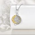 wholesale 925 Sterling Silver CZ Sunflower Treble Clef Musical Notes Pendant Necklace-0-3