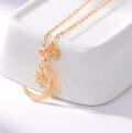 wholesale 925 Sterling Silver Plated Rose Gold Sun and Moon Necklace with Crystal Accents for Women-0-1