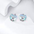 wholesale 925 Sterling Silver Heart-Shaped Highland Cow Stud Earrings with Enamel Finish and Hypoallergenic Backs-0-1