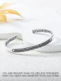 wholesale Sterling Silver Celtic Strength Mantra Cuff Bracelet Poiuy Inspirational Jewelry Gift-0-80