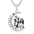 TOUPOP Sterling Silver Abalone Shell Moon Jack and Sally Skull Necklace-0-0