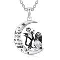 TOUPOP Sterling Silver Abalone Shell Moon Jack and Sally Skull Necklace-0-0