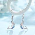 wholesale 925 Sterling Silver Blue Crystal Dolphins Leverback Drop Earrings-0-3