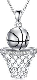 wholesale 925 Sterling Silver Basketball Hoop Pendant Necklace Sporty Gifts for Women Girls-0-0