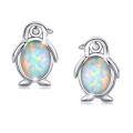wholesale 925 Sterling Silver Penguin Synthetic Opal Stud Earrings Hypoallergenic Birthday Gift for Her-0-0