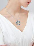 wholesale TOUPOP Mothers Day Gifts For Women S925 Sterling Silver Sunflower Leaf Pendant Necklace With Blue Circle Crystal You Are My Sunshine Jewelry Gifts For Women Mom Girls -0-4