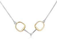 wholesale Sterling Silver Horse Snaffle Pendant Necklace for Women Girls-Gold&Silver
