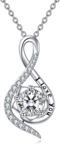 wholesale 925 Sterling Silver Infinity Love You Moissanite Necklace for Women-0-0