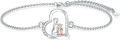 wholesale 925 Sterling Silver Heart-Shaped Girl and Cat Charm Bracelet with Cubic Zirconia Stones for Women-0-0