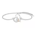 wholesale 925 Sterling Silver Heart-Shaped Girl and Cat Charm Bracelet Wholesale with Cubic Zirconia Stones for Women-0-0