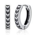 wholesale 925 Sterling Silver Butterfly Hoop Earrings Dark Oxidized Finish For Women-0-0