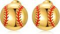 wholesale 925 Sterling Silver Plated Gold Baseball Stud Earrings for Men Women Sports s 6mm Diameter-0-0