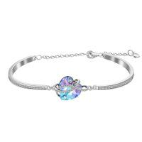 wholesale 925 Sterling Silver Heart Bracelet Wholesale With Blue Crystal And Infinite Loop Design-04 Infinity Blue-purple Bracelet