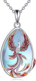 wholesale 925 Sterling Silver Phoenix Teardrop Necklace Abalone Shell Pendant Moonstone Jewelry Turquoise Gifts For Women-0-0