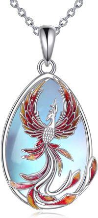 wholesale 925 Sterling Silver Phoenix Teardrop Necklace Abalone Shell Pendant Moonstone Jewelry Turquoise Gifts For Women-Phoenix