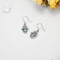 wholesale 925 Sterling Silver Tree of Life Hand Drop Earrings with Abalone Shell and Blue Enamel-0-1