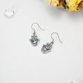 wholesale 925 Sterling Silver Tree of Life Hand Drop Earrings with Abalone Shell and Blue Enamel-0-1