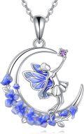 wholesale 925 Sterling Silver Blue Butterfly Fairy Moon Pendant Necklace for Women-0-0