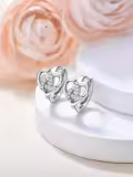 TOUPOP 925 Sterling Silver Celtic Knot Triangle Huggie Hoop Earrings Irish Gifts-0-4