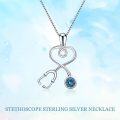wholesale Sterling Silver & Austrian Crystal Stethoscope Necklace for Medical Professionals-0-4