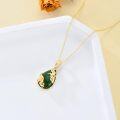 wholesale 925 Sterling Silver Green Jade Pendant Necklace with Blue Enamel Owl Design Gift for Her-0-16