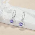 wholesale 925 Sterling Silver Round Tanzanite Halo Leverback Drop Earrings Gemstone s for Her-0-3