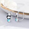 wholesale 925 Sterling Silver Adorable Panda Stud Earrings with Opal Stone Gift for Women Girls-0-1
