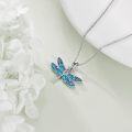 wholesale 925 Sterling Silver Dragonfly Pendant with Blue Enamel and CZ Stones Necklace for Women-0-2